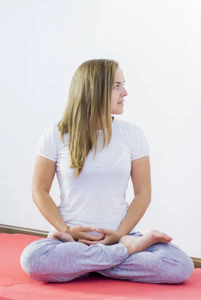 Young Girl Sitting Cross Legged — 스톡 사진