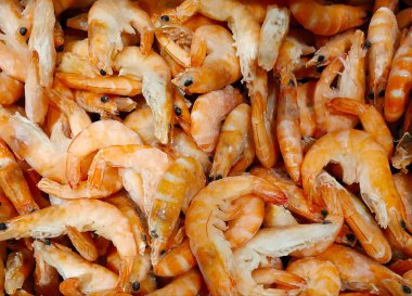 Taze kabuklu karides tezgahı