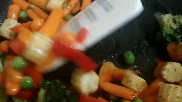 Guisar Verduras Uma Panela Óleo — Vídeo de Stock