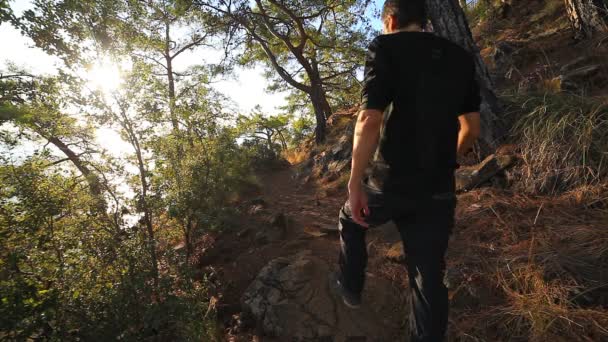 上り坂を歩く男性 — ストック動画