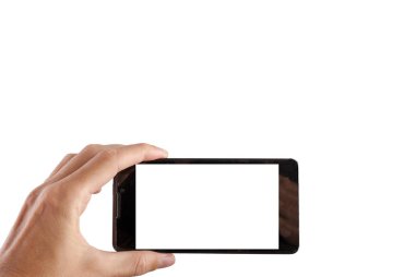 Kırpma yolu ekranı ile mobil, akıllı telefon ile fotoğraf çekimi