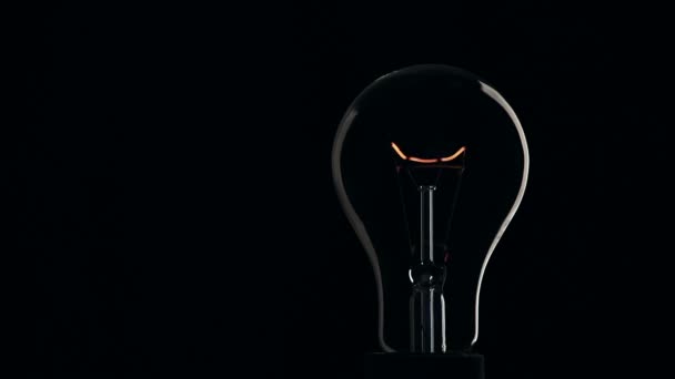 Light bulb on black background. — Stock Video