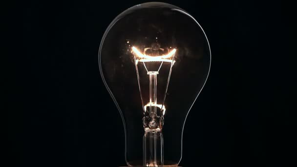 Light bulb on black background. — Stock Video