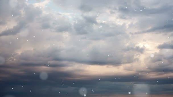 Драматический фон неба бури со снегом — стоковое видео