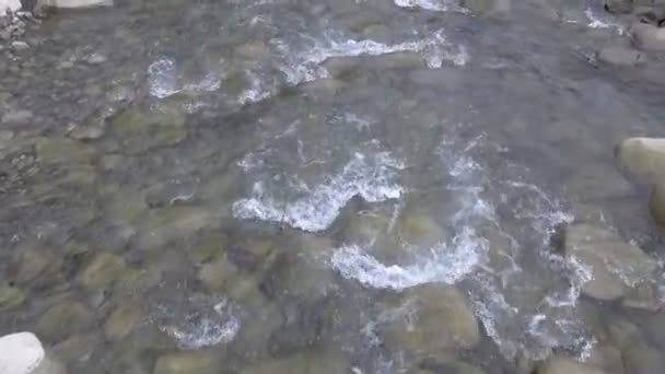 Βουνό κολπίσκο νερού που κυλάει γοργά καταρρακτών του ποταμού — Αρχείο Βίντεο