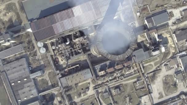 Aerial of a coal fire power station.top view. — Stock Video