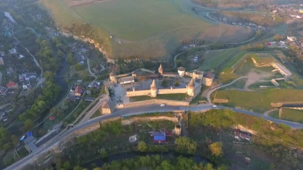 Vue aérienne du château Kamenec-Podolsky. Kamianets-Podilskyi, Ukraine .