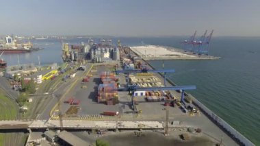 Havadan görünümü Odessa deniz ticaret noktasında. Ukrayna