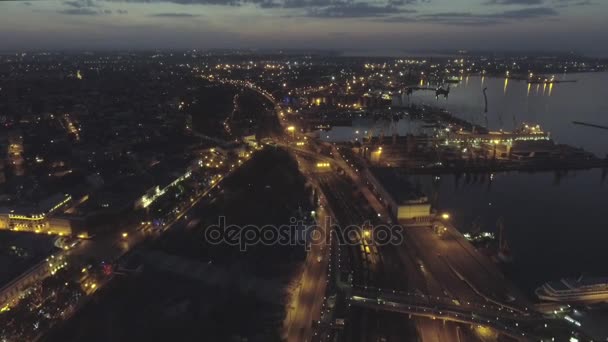 Пташиного польоту на Одеський морський торговельний порт. Україна — стокове відео