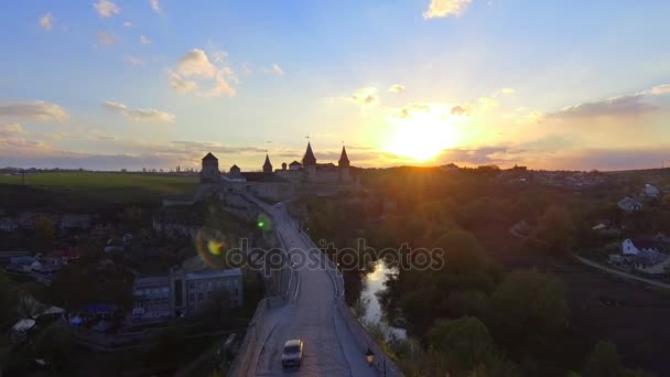 Kamenec Podolsky 城の空撮。ウクライナ. — ストック動画
