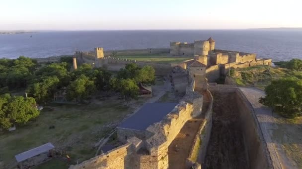 Vista aérea da fortaleza de Akkerman em Belgorod-Dniester, Ucrânia — Vídeo de Stock