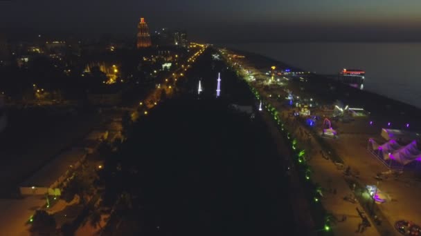 Batum - Acara, Gürcistan'ın başkenti gece havadan görünümü — Stok video