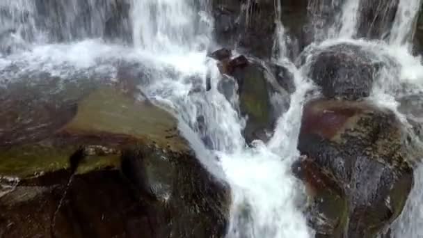 Belo lugar Shipot cachoeira nos Cárpatos, Ucrânia. câmara lenta — Vídeo de Stock