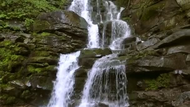 Beautiful place Shipot waterfall in the Carpathians, Ukraine. slow motion — Stock Video