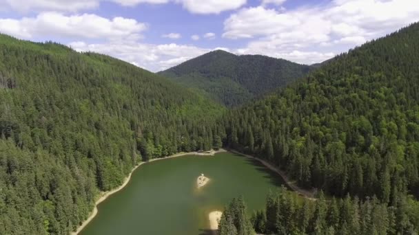 Yaz dağ gölü Sinevir Karpat Dağları'nda — Stok video
