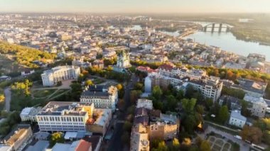 Kiev şehir merkezi hava gezi. Ukrayna sermaye orta kısmında