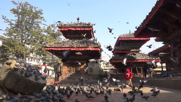 Kathmandu, Nepal - 21 novembre 2017: Veduta della piazza Durbar a Bhaktapur Nepal nella valle di Kathmandu, Asia — Video Stock