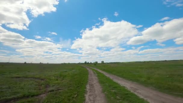 Conducir un coche en una carretera rural. Punto de vista . — Vídeos de Stock