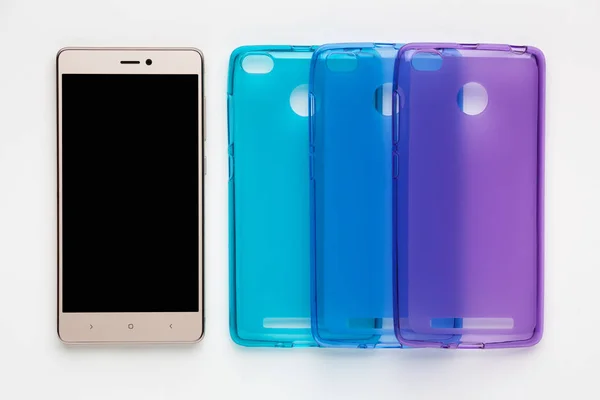 Set de fundas de silicona de colores para smartphone — Foto de Stock