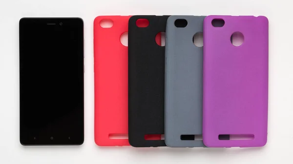 Set de fundas de silicona de colores para smartphone — Foto de Stock