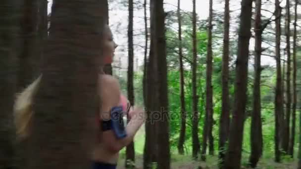 Ormanda koşan kadın — Stok video
