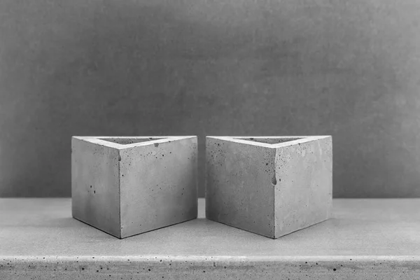 Planters of concrete on grey background — Stock Photo, Image