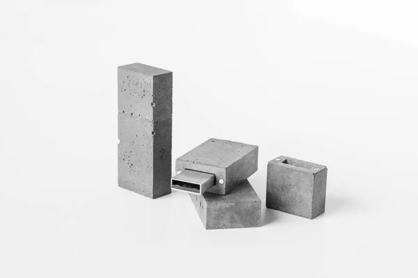 USB memory stick made of concrete — Stock Photo, Image