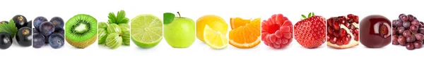 Колаж змішаних кольорових фруктів — стокове фото