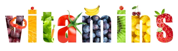 Collage van groenten en fruit. Vitaminen — Stockfoto