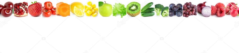 Collage of mixed fruits and vegetables