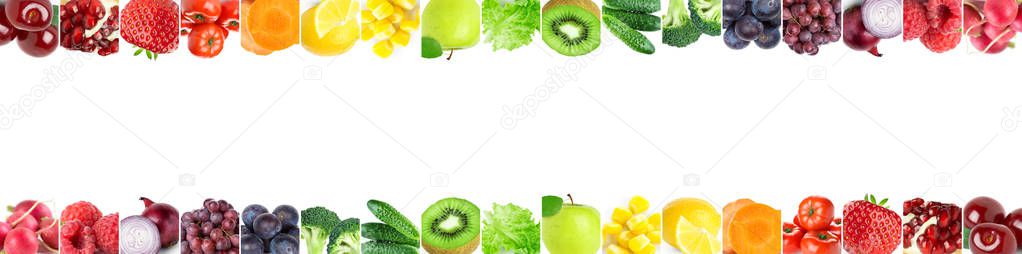 Collage of color fruits and vegetables