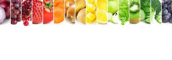 Collage van kleur groenten en fruit — Stockfoto