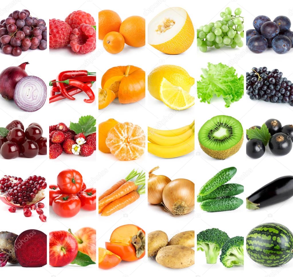 Collection of color fruits and vegetables