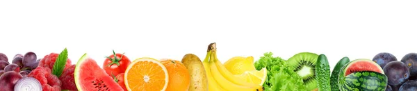 Collage van gemengde groenten en fruit — Stockfoto