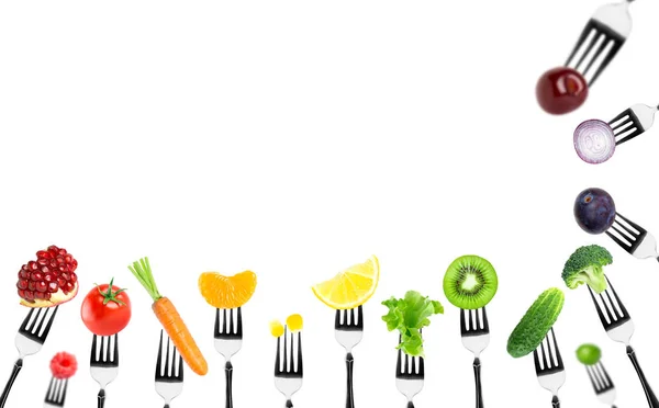 Frugt og grøntsager på gaflerne - Stock-foto