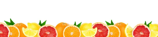 Koláž smíšených citrusových plodů. Čerstvé plody barev. — Stock fotografie