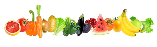 Kleur van fruit en groenten op witte achtergrond Stockfoto