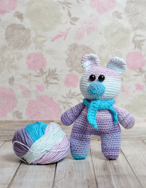 Teddybear Toy Knitted Technique Knitting Amigurumi — Stock Photo, Image