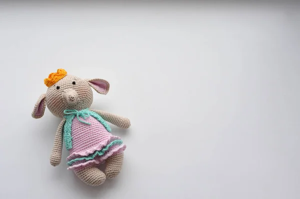 코끼리 장난감 Amigurumi 뜨개질의 기술에 스톡 사진