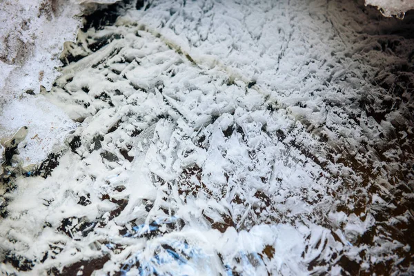 Лісова Течія Замерзла Від Нічних Морозів — стокове фото