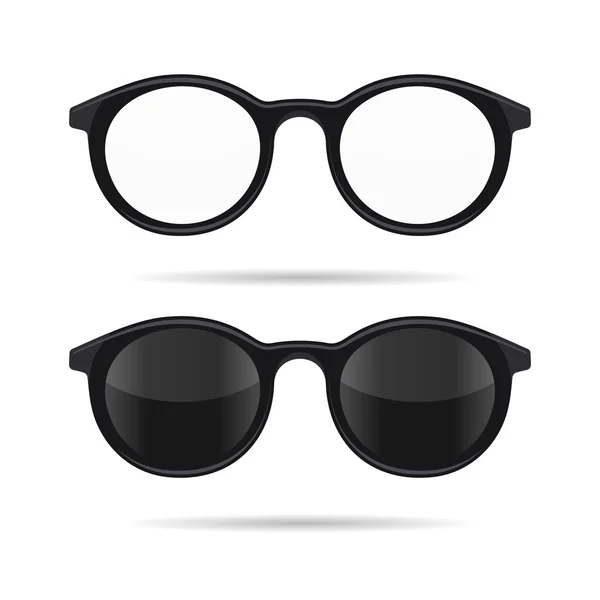 Hipster-Brillen-Set. Transparent- und Sonnenbrillen-Ikonen. Vektor — Stockvektor