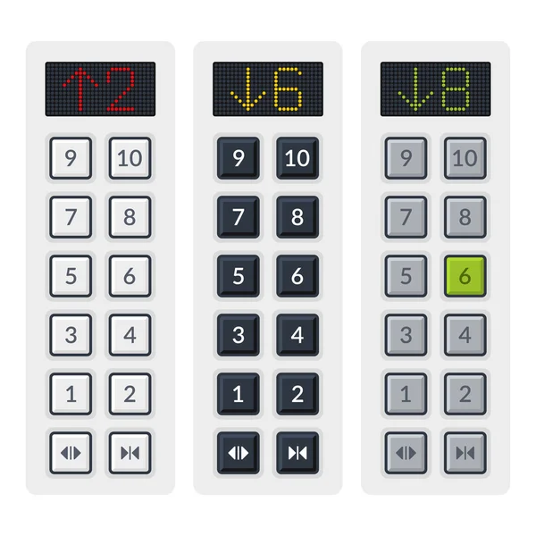 Steel Elevator Buttons Panel Set. Vector — Stock Vector