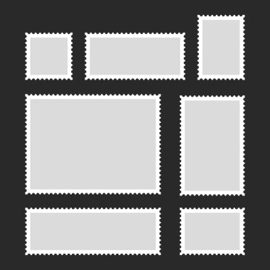 Karanlık Arkaplanda Boş Posta Damgaları. Vektör