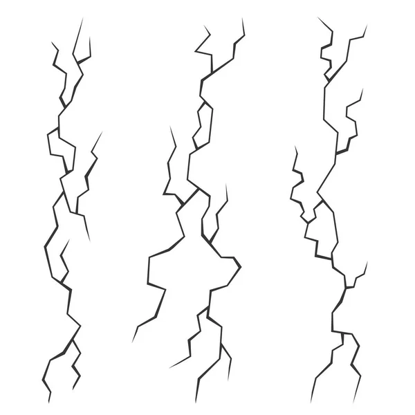 Vägg sprickor Set på vit bakgrund. Vektor — Stock vektor