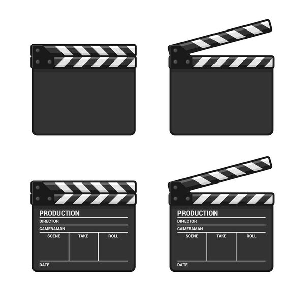 Blank Clapper Board Set on White Background. Vector