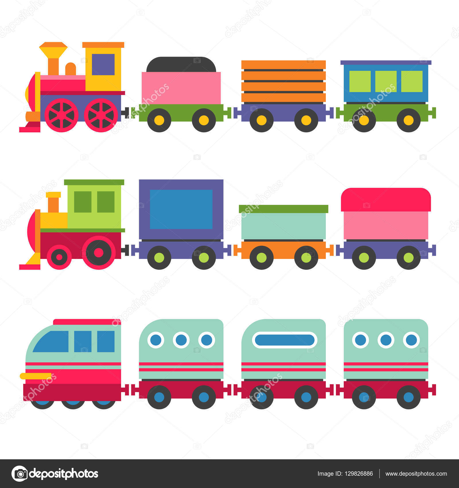 Cartoon Style Toy Railroad Train Set. Vector Stock Vector Image by ©in8finity #129826886 Cartoon Style Toy Railroad Train Set. Vector Stock Vector Image by ©in8finity #129826886