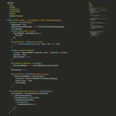 Program kodu listeleme, programlama arka plan. Vektör