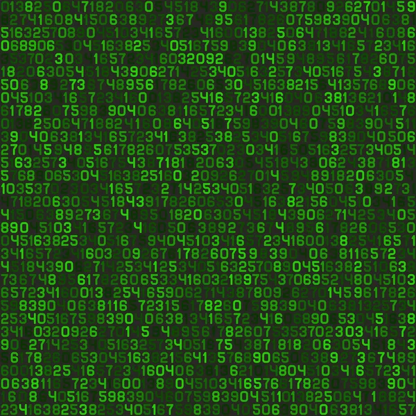 Nahtlose grüne dezimale Computercode Hintergrundbild. Vektor — Stockvektor