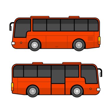 Beyaz zemin üzerine kırmızı otobüs şablon kümesi. Vektör