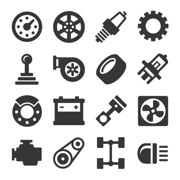 Iconos de piezas de coche establecidos sobre fondo blanco. Vector — Vector de stock